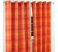 HOMESCAPES Rideaux à œillets Rayures Orange 137 x 137 cm Collection Morocco