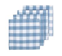 HOMESCAPES Serviette de Table en Tissu à Grands Carreaux Vichy, Lot de 4, Linge de Table en 100% Coton, Bleu, Lavable et hypoallergénique
