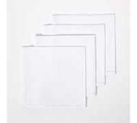 HOMESCAPES Serviette de Table en Tissu Coton, Lot de 4, Linge de Table uni, Blanc 45x45 cm