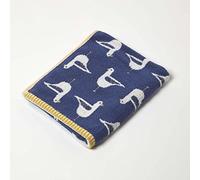 HOMESCAPES Serviette de Toilette Bleu Marine, Serviette de Bain en 100% Coton, 50 x 85 cm, Linge de Bain à Motif Oiseaux
