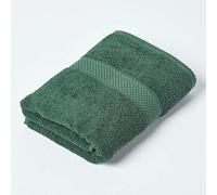HOMESCAPES Serviette de Toilette en 100% Coton Turc - Ultra Doux et Absorbant - 500 g/m² - Vert foncé - 50 x 90 cm