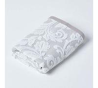 HOMESCAPES Serviette de Toilette Jacquard 100% Coton peigné 600 g/m² Beige, 50 x 90 cm