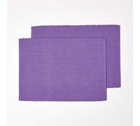 HOMESCAPES Set de Table Lavable rectangulaire - Lot de 2, Dessous de Table 100% Coton uni Violet, 33 x 50 cm