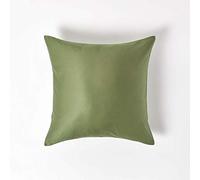 HOMESCAPES Taie d’Oreiller 40x40 cm en 100% Coton Bio 400 Fils Coloris Vert Mousse
