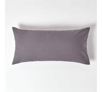 HOMESCAPES Taie d’Oreiller 40x80 cm en 100% Coton égyptien 200 Fils - Lot de 2, Taie d’Oreiller rectangulaire Coloris Gris foncé