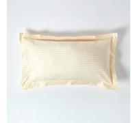 HOMESCAPES Taie d’Oreiller 50x90 cm en Percale de Coton égyptien 330 Fils - Lot de 2, Taie d’Oreiller rectangulaire à Volants, Coloris Jaune Pastel