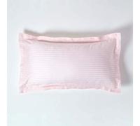 HOMESCAPES Taie d’Oreiller 50x90 cm en Percale de Coton égyptien 330 Fils, Taie d’Oreiller rectangulaire à Volants, Coloris Rose