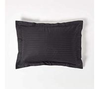 HOMESCAPES Taie d’Oreiller 50x90 cm en Percale de Coton égyptien 330 Fils, Taie d’Oreiller rectangulaire à Volants, Coloris Noir