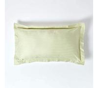 HOMESCAPES Taie d’Oreiller 50x90 cm en Percale de Coton égyptien 330 Fils, Taie d’Oreiller rectangulaire à Volants, Coloris Vert Clair