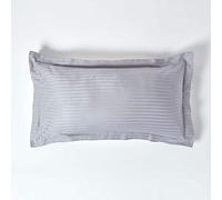 HOMESCAPES Taie d’Oreiller 50x90 cm en Percale de Coton égyptien 330 Fils, Taie d’Oreiller rectangulaire à Volants, Coloris Gris