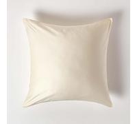HOMESCAPES Taie d’Oreiller 60x60 cm en 100% Coton Bio 400 Fils Crème