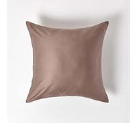 HOMESCAPES Taie d’Oreiller 60x60 cm en 100% Coton Bio 400 Fils Marron
