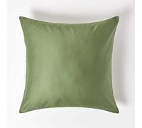 HOMESCAPES Taie d’Oreiller 60x60 cm en 100% Coton Bio 400 Fils Vert Mousse