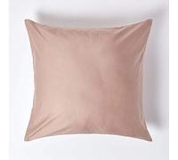 HOMESCAPES Taie d'oreiller 80x80 cm, 100% Satin de Coton égyptien 1000 Fils, Coloris Beige Taupe