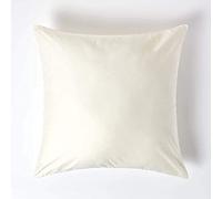 HOMESCAPES Taie d'oreiller 80x80 cm, 100% Satin de Coton égyptien 1000 Fils, Coloris Crème