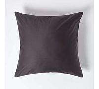 HOMESCAPES Taie d'oreiller 80x80 cm, 100% Satin de Coton égyptien 1000 Fils, Coloris Gris foncé