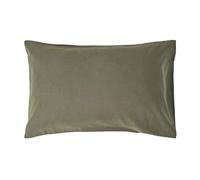 HOMESCAPES Taie d'oreiller rectangulaire en Lin lavé Vert 50 x 75 cm