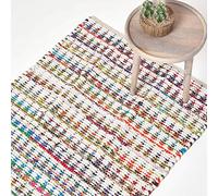 HOMESCAPES - Tapis Chindi Multicolore à Motif Triangles, Fabrication Artisanale - Chindi - 90 x 150 cm