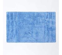 HOMESCAPES Tapis de Bain antidérapant 50 x 80cm + Contour WC 50 x 55cm, Lot de Tapis de Bain en Pur Coton Ultra Doux, Couleur Bleu