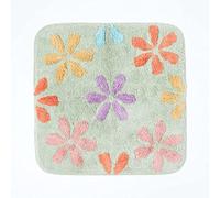 HOMESCAPES Tapis de Bain carré antidérapant à Fleurs en 100% Coton, 50 x 50 cm