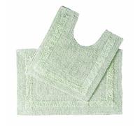 HOMESCAPES Tapis de Bain et Contour WC en Coton, 1600 g/m², Extra Doux, 100% Coton, réversible, antidérapant, Lavable, Super Absorbant, Vert Sauge, Ensemble Tapis Salle de Bain et WC - Lot de 2
