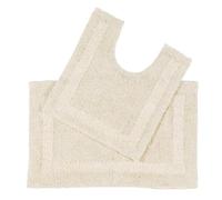 HOMESCAPES Tapis de Bain et Contour WC en Coton, 1600 g/m², Extra Doux, 100% Coton, réversible, antidérapant, Lavable, Super Absorbant, Crème, Ensemble Tapis Salle de Bain et WC - Lot de 2