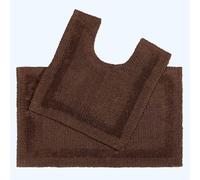 HOMESCAPES Tapis de Bain et Contour WC en Coton, Chocolat, Ensemble Tapis Salle de Bain et WC - Lot de 2