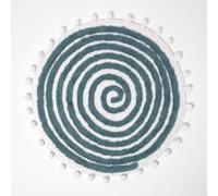 HOMESCAPES Tapis de Bain Rond Bleu Spirale tuftée, Tapis de Salle de Bain Absorbant 60 cm