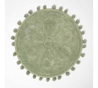 HOMESCAPES Tapis de Bain Rond Vert Sauge Fleur tuftée, Tapis de Salle de Bain Absorbant 60 cm