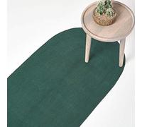 HOMESCAPES Tapis de Couloir Artisanal tissé à Plat en Coton Vert Anglais pour la Chambre ou Le Salon, 66 x 200 cm