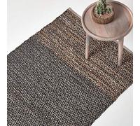 HOMESCAPES - Tapis de Couloir en Cuir recy ris à Motif Chevrons - 66 x 200 cm