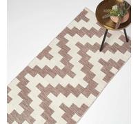 HOMESCAPES Tapis de Couloir Kilim en Coton, Tapis Marron et Beige Malina, Tapis de Salon Artisanal 66x200 cm