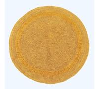 HOMESCAPES Tapis de Salle de Bain Rond, 1600 g/m², Extra Doux, 100% Coton, réversible, antidérapant, Lavable, Super Absorbant, séchage Rapide, 80 cm Jaune Moutarde