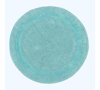 HOMESCAPES Tapis de Salle de Bain Rond, 1600 g/m², Extra Doux, 100% Coton, réversible, antidérapant, Lavable, Super Absorbant, séchage Rapide, 80 cm Bleu Aqua