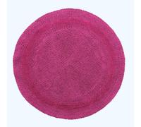 HOMESCAPES Tapis de Salle de Bain Rond, 1600 g/m², Extra Doux, 100% Coton, réversible, antidérapant, Lavable, Super Absorbant, séchage Rapide, 80 cm Framboise