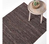 HOMESCAPES Tapis décoratif Marron en Cuir recy e 150 x 240 cm appartenant la Gamme Denver
