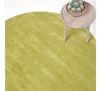 HOMESCAPES Tapis décoratif Rond Couleur Vert 70 cm de diamètre en 100% Coton
