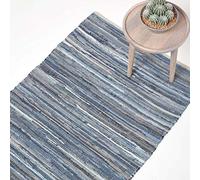 HOMESCAPES - Tapis Denim Bleu en Jeans recyclés - 60 x 90 cm