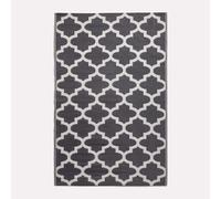HOMESCAPES Tapis extérieur résistant Pluie et UV, Tapis de Jardin imperméable réversible Noir et Blanc NOLA, 150 x 240 cm, Intérieur extérieur terrasse Balcon
