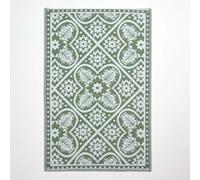 HOMESCAPES Tapis extérieur résistant Pluie et UV, Tapis de Jardin imperméable réversible Vert à Motif carrelage, 182 x 122 cm, Intérieur extérieur terrasse Balcon