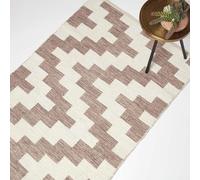 HOMESCAPES Tapis Kilim en Coton Marron, Tapis et Beige Malina, Tapis de Salon Artisanal 120x170 cm
