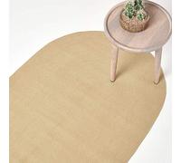 HOMESCAPES Tapis Ovale Artisanal tissé à Plat en Coton Beige pour la Chambre ou Le Salon, 110 x 170 cm