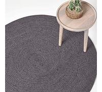HOMESCAPES Tapis Rond Artisanal tissé à Plat en Coton Gris et Noir pour la Chambre ou Le Salon, 150 cm