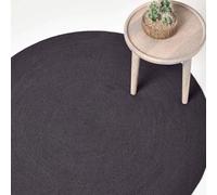HOMESCAPES Tapis Rond Artisanal tissé à Plat en Coton Noir pour la Chambre ou Le Salon, 150 cm
