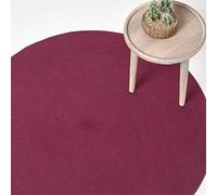 HOMESCAPES Tapis Rond Artisanal tissé à Plat en Coton Prune pour la Chambre ou Le Salon, 120 cm
