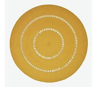 HOMESCAPES Tapis tissé à Plat en Coton ajouré, Tapis Rond Jaune Moutarde, 120 cm