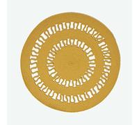HOMESCAPES Tapis tissé à Plat en Coton ajouré, Tapis Rond Jaune Moutarde, 70 cm