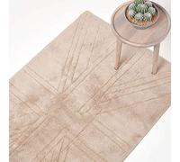HOMESCAPES - Tapis Tufté Lavable - 100% Coton - Tapis Uni en Relief Drapeau Anglais - Vison Beige - 50 x 80 cm - Tapis Salle de Bains ou Tapis Intérieur