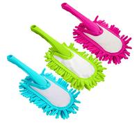Homeshopa Lot de 3 plumeaux à main en microfibre chenille pour nettoyer le sol et le carrelage Tête amovible Bleu Vert Rose