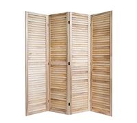 Homestyle4u 1248 - Paravent 4 panneaux en bois naturel vintage - Hauteur : 170 cm